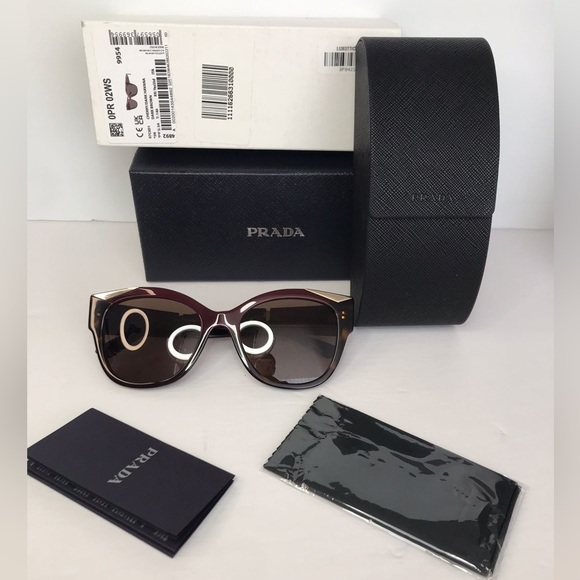 Authentic New Dark Brown Cat Eye Ladies Sunglasses PR 02WSF 07C0D1 56 - Picture 10 of 13